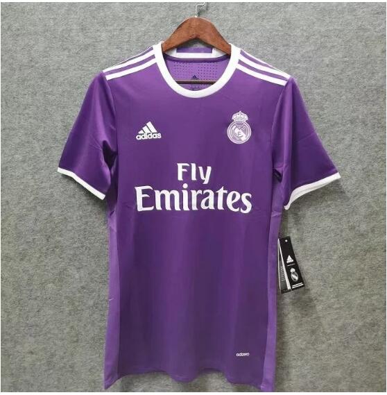 2016-17 Real Madrid Retro Away Purple Soccer Jersey Shirt